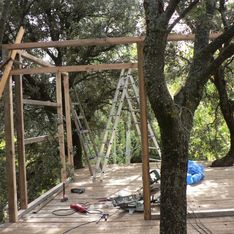 Plataforma y estructura de casa en los árboles en Prado Negro